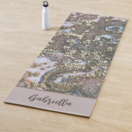 モノグラム名金ゴールド赤面ピンクタンフローラ抽象芸術 ヨガマット