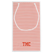 モノグラム名門私立校風のイニシャルオレンジストライプタイムレス スモールペーパーバッグ (裏面)