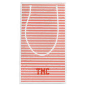 モノグラム名門私立校風のイニシャルオレンジストライプタイムレス スモールペーパーバッグ (正面)