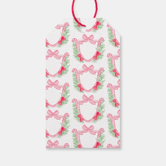 モノグラム名門私立校風のウォーターカラークリスマスリースホリー ギフトタグ (裏面)