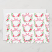 モノグラム名門私立校風のウォーターカラークリスマスリースホリー シーズンカード (裏面)