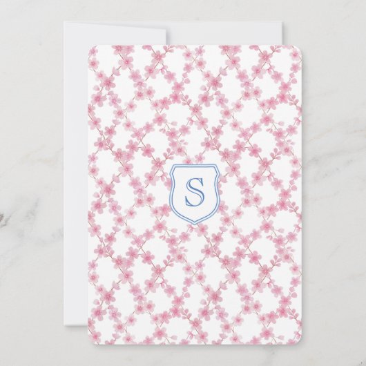 モノグラム名門私立校風のガール1st誕生日パーティー 招待状 (裏面)