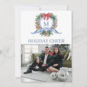 モノグラム名門私立校風のクレストホリデーフォトカード シーズンカード (正面)