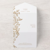 モノグラム名門私立校風のクレスト3写真QRコードシック結婚ズ オールインワン招待状 (外側)