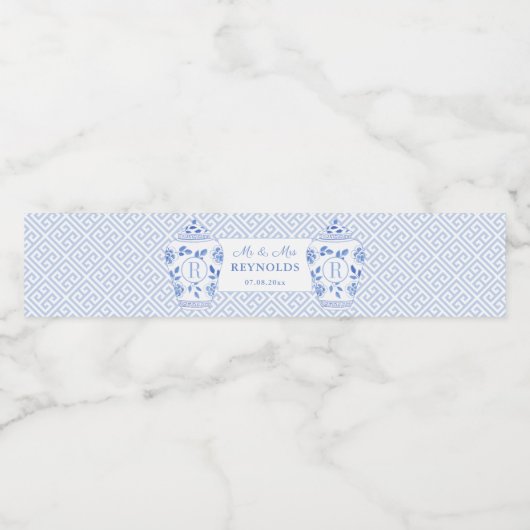 モノグラム名門私立校風のジンジャージャー婚約パーティ ペットボトルラベル (シングルラベル)