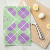 モノグラム名門私立校風のパープルミントキッチンアーガイルタオル キッチンタオル (四つ折り)