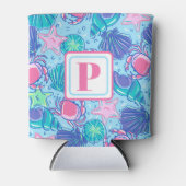 モノグラム名門私立校風のビーチシェルカニ沿岸 缶クーラー (正面)