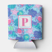 モノグラム名門私立校風のビーチシェルカニ沿岸 缶クーラー (裏面)