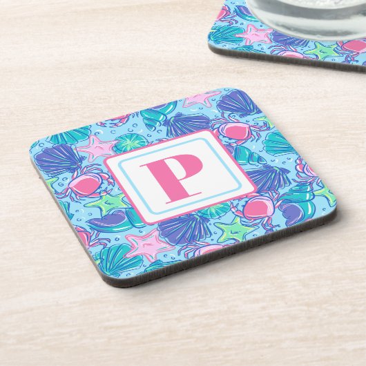 モノグラム名門私立校風のビーチシェルカニ コースター (左側)