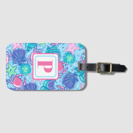 モノグラム名門私立校風のビーチシェルカニ ラゲッジタグ