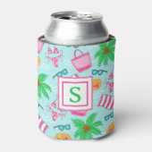 モノグラム名門私立校風のビーチビキニタオルパーム 缶クーラー (缶正面)