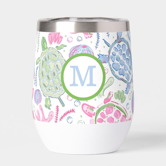 モノグラム名門私立校風のピンクブルーウミガメ (背面)