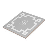 モノグラム名門私立校風のホワイトギリシャ鍵グ縁どレイ タイル (側面)