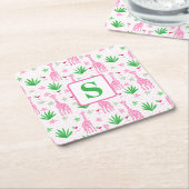 モノグラム名門私立校風のミニグラフェスコスモポリタングラス スクエアペーパーコースター (アングル)