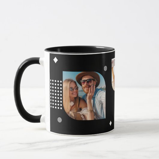 モノグラム名3フォトコラージュトレンディーコーヒー マグカップ (左)