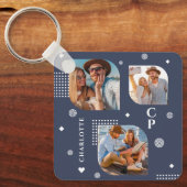 モノグラム名3フォトコラージュトレンディー キーホルダー (正面)