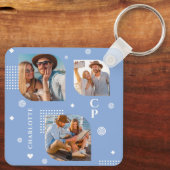 モノグラム名3フォトコラージュトレンディー キーホルダー (裏面)