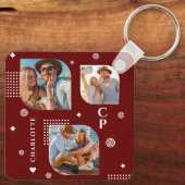 モノグラム名3フォトコラージュトレンディー キーホルダー (裏面)