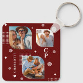 モノグラム名3フォトコラージュトレンディー キーホルダー (裏面)