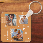 モノグラム名3フォトコラージュトレンディー キーホルダー (裏面)