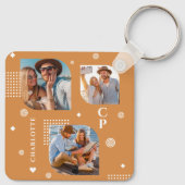 モノグラム名3フォトコラージュトレンディー キーホルダー (裏面)