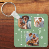 モノグラム名3フォトコラージュトレンディー キーホルダー (正面)