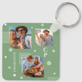 モノグラム名3フォトコラージュトレンディー キーホルダー (裏面)