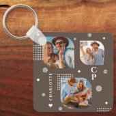 モノグラム名3フォトコラージュトレンディー キーホルダー (正面)