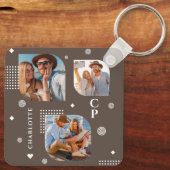 モノグラム名3フォトコラージュトレンディー キーホルダー (裏面)