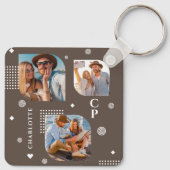 モノグラム名3フォトコラージュトレンディー キーホルダー (裏面)