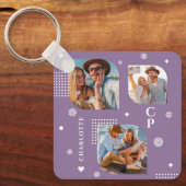 モノグラム名3フォトコラージュトレンディー キーホルダー (正面)