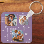 モノグラム名3フォトコラージュトレンディー キーホルダー (裏面)