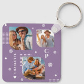 モノグラム名3フォトコラージュトレンディー キーホルダー (裏面)