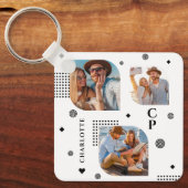 モノグラム名3フォトコラージュトレンディー キーホルダー (正面)