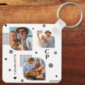 モノグラム名3フォトコラージュトレンディー キーホルダー (裏面)