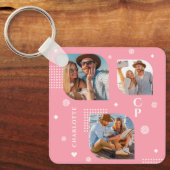 モノグラム名3フォトコラージュトレンディー キーホルダー (正面)