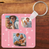 モノグラム名3フォトコラージュトレンディー キーホルダー (裏面)