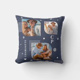 モノグラム名3フォトコラージュトレンディー クッション