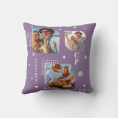 モノグラム名3フォトコラージュトレンディー クッション (裏面)