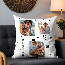 モノグラム名3フォトコラージュトレンディー クッション