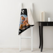 モノグラム名3フォトコラージュトレンディー シェルパブランケット (インサイチュ)