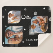 モノグラム名3フォトコラージュトレンディー シェルパブランケット (正面(横))