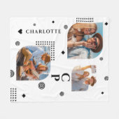 モノグラム名3フォトコラージュトレンディー モダン フリースブランケット (正面(横))