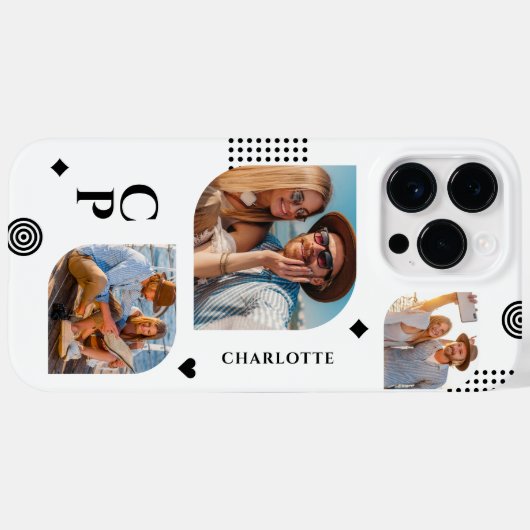 モノグラム名3フォトコラージュトレンディー モダン Case-Mate iPhoneケース (裏面 (横))