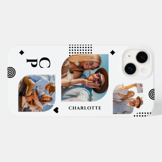 モノグラム名3フォトコラージュトレンディー モダン Case-Mate iPhoneケース (裏面 (横))