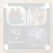 モノグラム名3フォトモダントレンディーシンプル ガラスコースター (裏面)