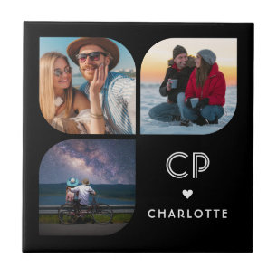 モノグラム名3フォトモダントレンディーシンプル タイル