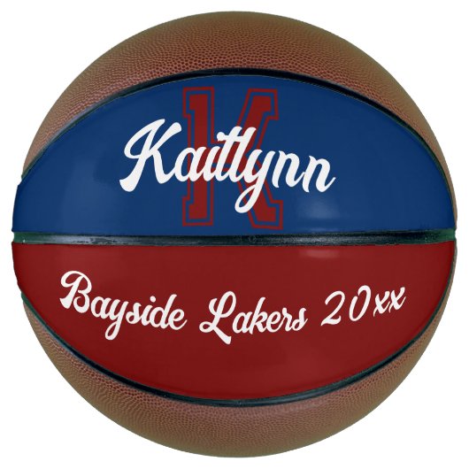 モノグラム名、イニシャル、チーム海軍ブルーマルーン バスケットボール (正面)