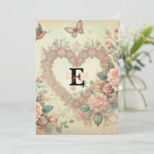 モノグラム名 ヴィンテージ ハート フラワーパターン 水彩画 シーズンカード (スタンド正面)