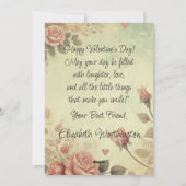 モノグラム名 ヴィンテージ ハート フラワーパターン 水彩画 シーズンカード (裏面)